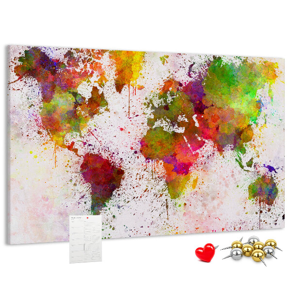 Tablero de anuncios diseño de mundo colorido con salpicaduras de pintura