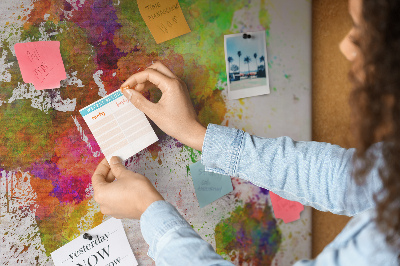 Tablero de anuncios diseño de mundo colorido con salpicaduras de pintura