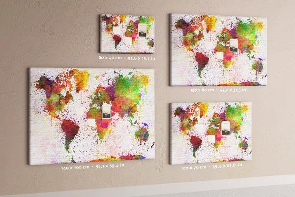 Tablero de anuncios diseño de mundo colorido con salpicaduras de pintura
