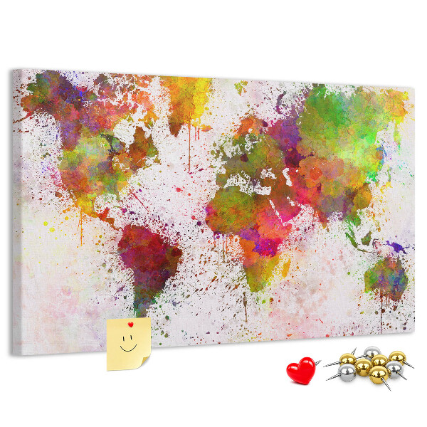 Tablero de anuncios diseño de mundo colorido con salpicaduras de pintura