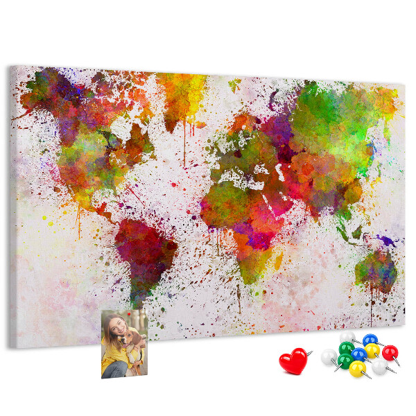 Tablero de anuncios diseño de mundo colorido con salpicaduras de pintura