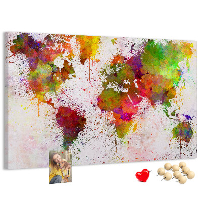 Tablero de anuncios diseño de mundo colorido con salpicaduras de pintura