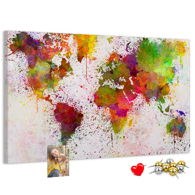 Tablero de anuncios diseño de mundo colorido con salpicaduras de pintura