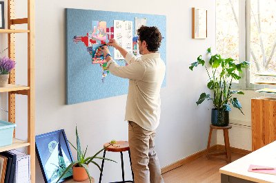 Tablero de corcho decorado mapa del mundo con banderas de países