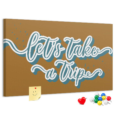 Tablero de corcho decorado Viajemos juntos a lugares desconocidos.