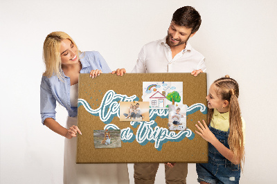 Tablero de corcho decorado Viajemos juntos a lugares desconocidos.