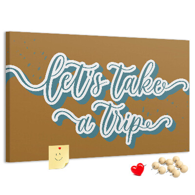 Tablero de corcho decorado Viajemos juntos a lugares desconocidos.