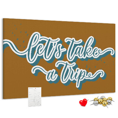 Tablero de corcho decorado Viajemos juntos a lugares desconocidos.