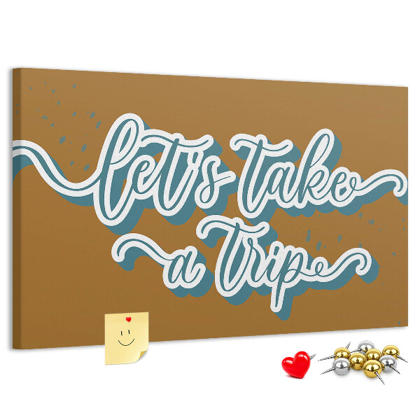 Tablero de corcho decorado Viajemos juntos a lugares desconocidos.