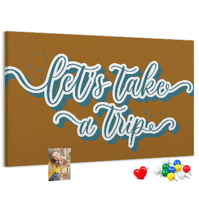 Tablero de corcho decorado Viajemos juntos a lugares desconocidos.