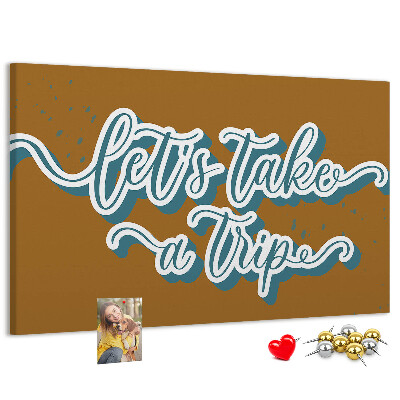 Tablero de corcho decorado Viajemos juntos a lugares desconocidos.