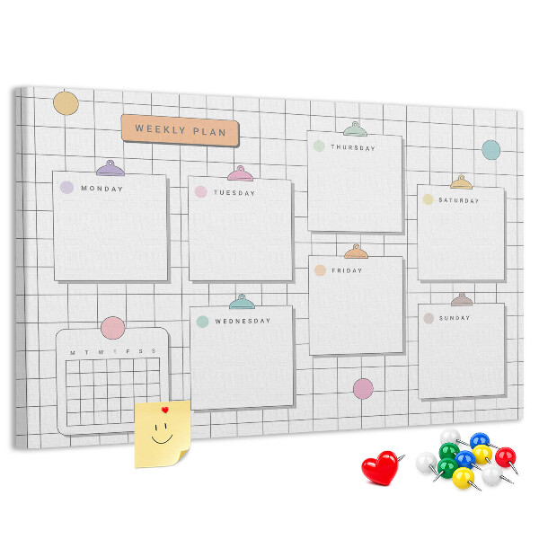 Tablero de anuncios planificador semanal con toques de color
