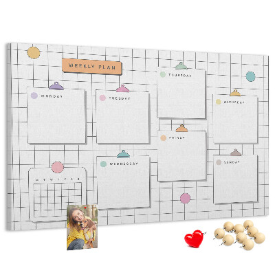 Tablero de anuncios planificador semanal con toques de color