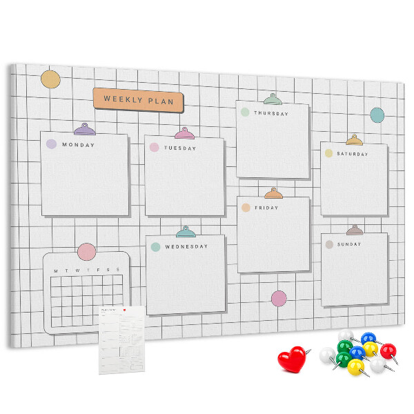 Tablero de anuncios planificador semanal con toques de color