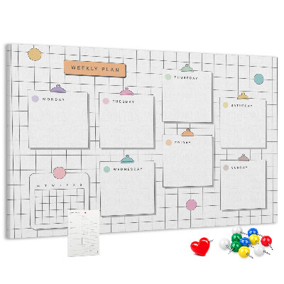 Tablero de anuncios planificador semanal con toques de color
