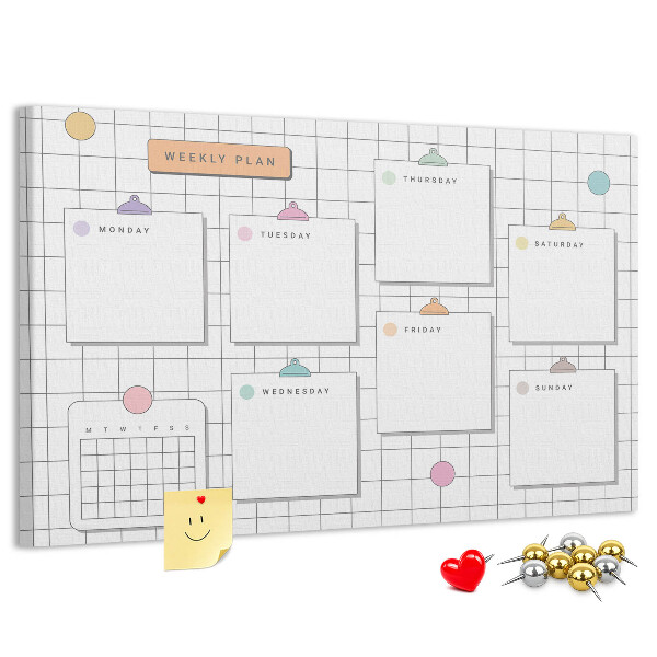 Tablero de anuncios planificador semanal con toques de color