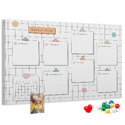 Tablero de anuncios planificador semanal con toques de color