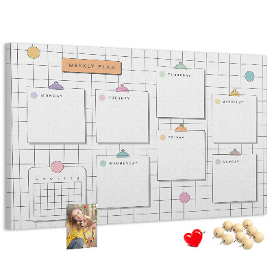 Tablero de anuncios planificador semanal con toques de color