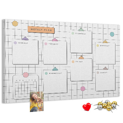 Tablero de anuncios planificador semanal con toques de color