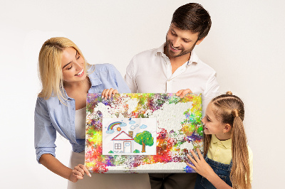 Tablero de corcho decorado mapa del mundo colorido al estilo acuarela