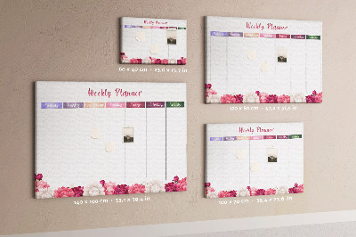 Tablero de anuncios agenda semanal con diseño floral
