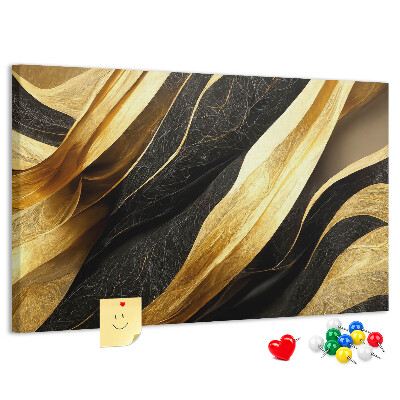 Tablero de anuncios Ondas de tela doradas y negras