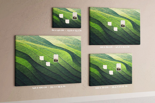 Tablero de anuncios con diseño de ondas verdes y textura de tierra