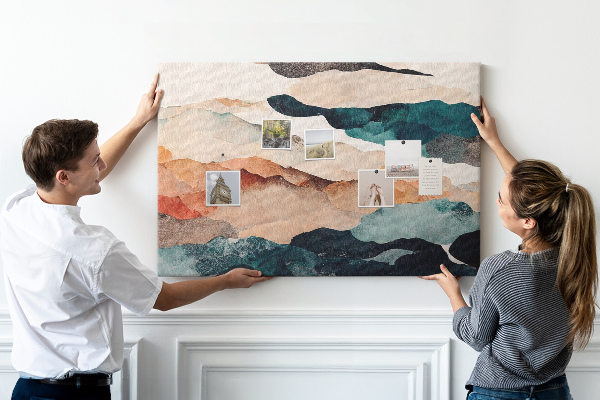 Tablero de anuncios nubes abstractas en colores apagados