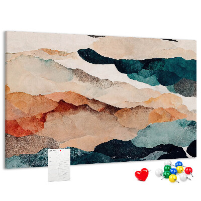 Tablero de anuncios nubes abstractas en colores apagados