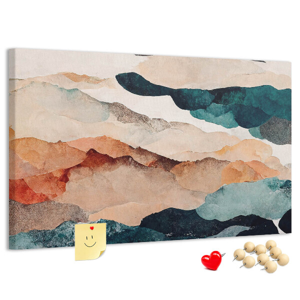 Tablero de anuncios nubes abstractas en colores apagados