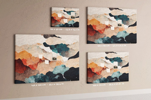 Tablero de corcho decorativo con diseño de nubes abstractas en colores apagados
