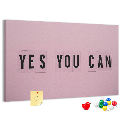 Tablero de corcho decorativo con diseño de pensamiento positivo y motivación