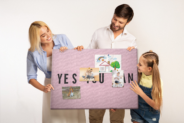 Tablero de corcho decorativo con diseño de pensamiento positivo y motivación