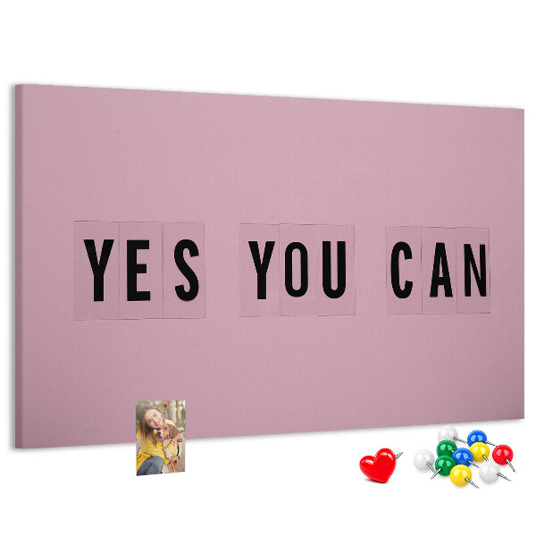 Tablero de corcho decorativo con diseño de pensamiento positivo y motivación