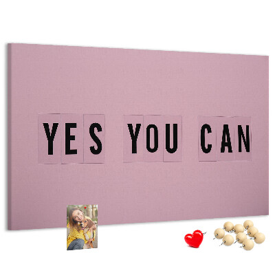 Tablero de corcho decorativo con diseño de pensamiento positivo y motivación