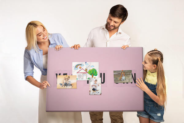 Tablero de corcho decorativo con diseño de pensamiento positivo y motivación