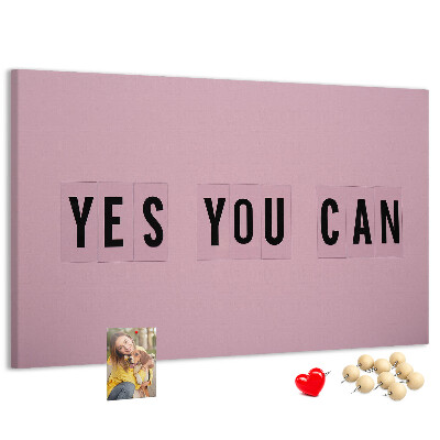 Tablero de corcho decorativo con diseño de pensamiento positivo y motivación