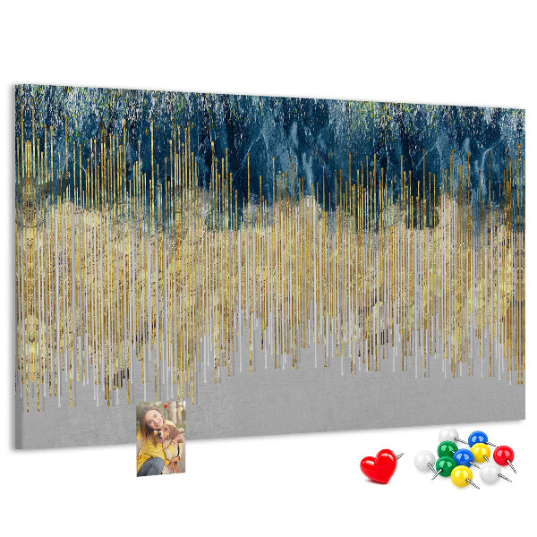 Tablero de anuncios diseño abstracto con líneas verticales doradas