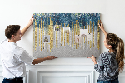 Tablero de anuncios diseño abstracto con líneas verticales doradas