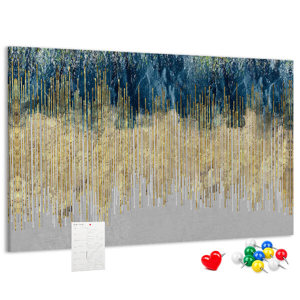 Tablero de anuncios diseño abstracto con líneas verticales doradas