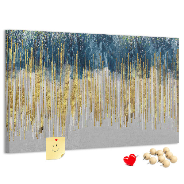 Tablero de anuncios diseño abstracto con líneas verticales doradas