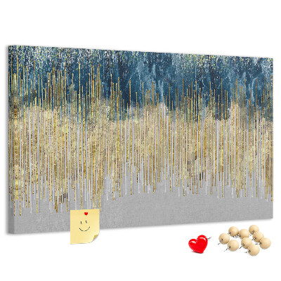 Tablero de anuncios diseño abstracto con líneas verticales doradas