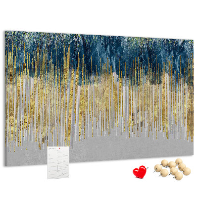 Tablero de anuncios diseño abstracto con líneas verticales doradas