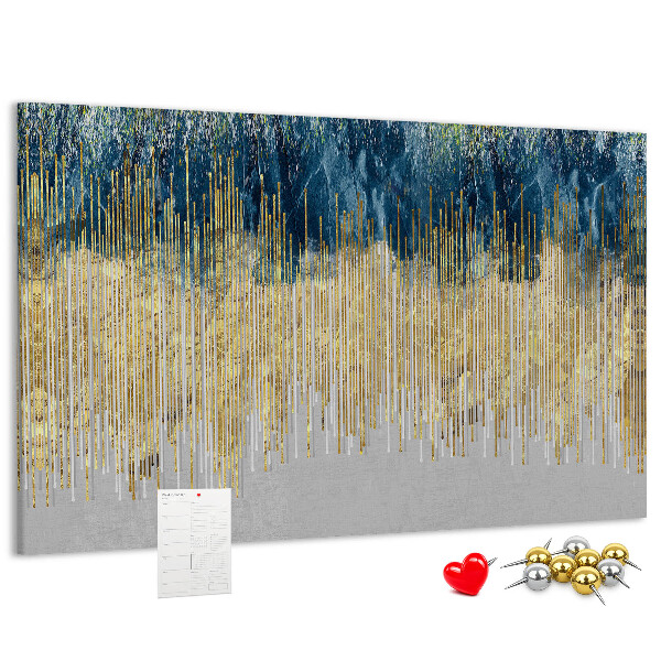 Tablero de anuncios diseño abstracto con líneas verticales doradas