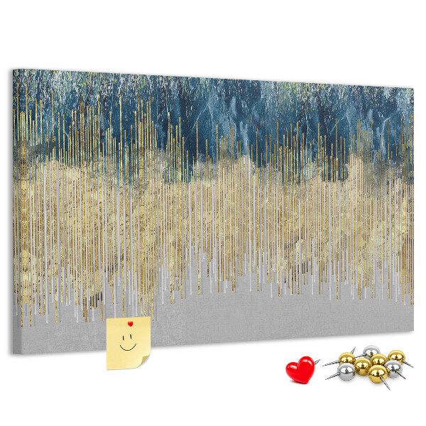 Tablero de anuncios diseño abstracto con líneas verticales doradas