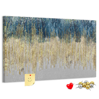 Tablero de anuncios diseño abstracto con líneas verticales doradas