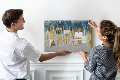 Tablero de anuncios diseño abstracto con líneas verticales doradas