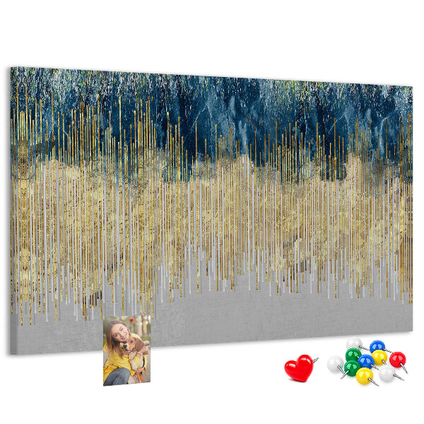 Tablero de anuncios diseño abstracto con líneas verticales doradas