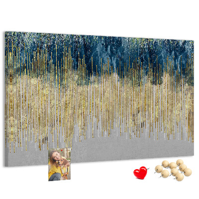 Tablero de anuncios diseño abstracto con líneas verticales doradas