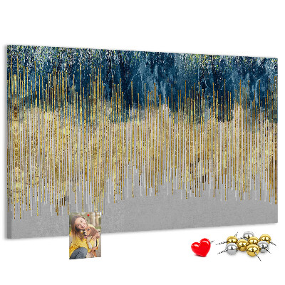 Tablero de anuncios diseño abstracto con líneas verticales doradas